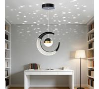 FDOIUTU 10W LED Illuminazione a sospensione Soffitto Regolabile 3 temperatur Colori 3000K/4500K/6000K, Metallo Acrilico luci sospese per Camera da letto Lampada da comodino Lampadario (Nero/6000k)