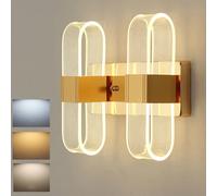 FDOIUTU Applique da Parete Interno LED,24W 2400LM Creativo Lampada da Parete Moderna Regolabile 3 temperatur Colori 3000K/4500K/6000K,per Camera da Letto Soggiorno Corridoio Scale (oro-B)