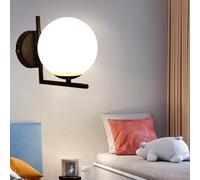 FDOIUTU Lampada da Parete Interno,E27 Moderno Lampade da Parete,Applique Da Parete Con Sfera Di Vetro,Lampada da Parete Tondo, lampadina NON contiene, per Camera da letto, Soggiorno (nero)