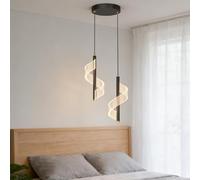 FDOIUTU LED Moderno Luci sospese 8W Regolabile 3 temperatur Colori 3000K/4500K/6000K, Camera da letto lampada a sospensione comodino luce pendente lampadario Per soggiorno sala da pranzo (Nero B)
