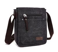 FDOIUTU Questa borsa a tracolla in tela lavata presenta numerose tasche, una chiusura con cerniera e un design casual e urbano con tracolla regolabile, perfetta per il lavoro (Nero)