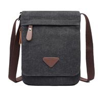 FDOIUTU Questa borsa a tracolla unisex in tela lavata presenta due scomparti e una chiusura magnetica. Ha uno stile casual e può essere indossata a spalla o a tracolla (Nero)
