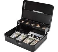 FDOSIJFOS Cassetti della Cassa, Cassa Portatile for Negozi, salvadanaio in Metallo, Contenitore for Monete con Coperchio, registratore di Cassa Manuale(Noir)