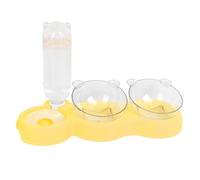 FDOSIJFOS Ciotola per Acqua per Cani, Ciotola for Gatti e Cani, Acqua Cibo, Set di Ciotole for Animali Domestici con abbeveratoio Automatico, inclinazione 15°, for Piccola Taglia(Yellow)