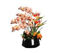 FDOSIJFOS Piante Artificiali, Piante di Orchidea Farfalla, Fiore Artificiale, Simulazione phalaenopsis Bonsai con Vaso in Ceramica for Feste Matrimonio