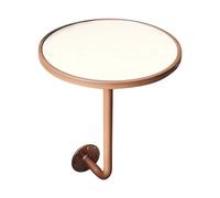 FDOSIJFOS Piccolo tavolo da pranzo, Tavolo da bar rotondo a parete, moderno tavolino cocktail con piano in marmo e base in ferro, for pub bistrot(White,35 * 45cm/13.8 * 17.7in)