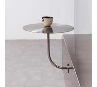 FDOSIJFOS Piccolo tavolo da pranzo, Tavolo rotondo da parete 13,8" in acciaio inox, tavolo bar, bistrot, cocktail, caffè, pub, scrivania pranzo moderna con gamba in metallo(Silver)