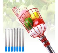 FDOSIJFOS Raccoglitore di Frutta, Palo con cestello, raccoglifrutta in Acciaio Inox Cuscinetto Protettivo in Schiuma, for Avocado, Albicocca, Pera(2.8m)