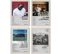 FDSFE Set di 4 poster con copertina dell'album Kendrick Lamar, con autografo, per l'estetica della stanza, decorazione per la stanza delle ragazze, senza cornice, 20 x 30 cm