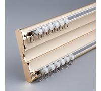 FDSGEEE Binario Tende Soffitto 1-5 Metri Tenda a Doppio Binario Lega di Alluminio per Tende Divisore per Stanze Binario Tenda Soffitto Scorrevole(Size:5.0M/196IN,Color:Oro)