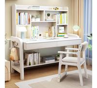 FDSGEEE Scrivania per computer di casa con cassetti e armadietto, tavolo moderno per studio/statio per casa e ufficio (dimensioni: 124 cm, colore: bianco)