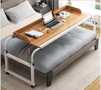 FDSGEEE Scrivania per computer mobile con ruote vassoi per letti tavolo da scrittura regolabile tavolo da letto postazione di lavoro ospedaliero comodino allungabile per laptop (colore: color legno)