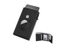 fdsmall Airtag Wallet for Men, Ultra Slim Carbon Fiber RFID Blocking Smart Wallet - Holds 8-10 Cards, 10 Bills & 1 ID Card with Secure Airtag Compartment, Nero , 3.8*2.64inch, Moderno