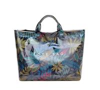 fdsmall Borsa a spalla in PVC Foglia di stampa Tote Bag, borsa di spiaggia in PVC ultra trasparente Borsa cosmetica trasparente grande Borsa impermeabile per le donne (Blue Leaf 1)