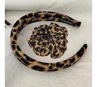 fdsmall Cerchietti per capelli da donna, alla moda, con stampa leopardata, in morbido tessuto di cotone, per donne e ragazze, per sport e casual (marrone scuro, 3 cm di larghezza)