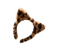 fdsmall Cerchietti per capelli da donna, alla moda, con stampa leopardata, in morbido tessuto di cotone, per donne e ragazze, per sport e casual (orecchie di gatto, taglia unica)