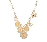 fdsmall Collana da donna con ciondolo a forma di moneta placcata in oro 18 carati, collana rotonda con sole luna, collana choker, collana con zircone cubico, gioiello alla moda, decorazione regalo