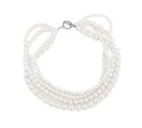 Fdsmall - Collana girocollo con perle multistrato per donne, collana da ballo in stile anni 20, collana a tema flapper per feste - bianco, 4 file