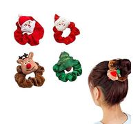 fdsmall Cravatte per capelli di Natale per le donne elastici per capelli Scrunchies Alce Babbo Natale Alberi di Natale Cravatte per capelli Scrunchies di Natale Accessori per capelli di Natale