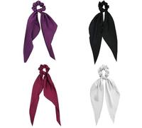 fdsmall Sciarpa per capelli Scrunchies per le donne 4Pcs Raso capelli Scrunchies Fascia elastica per capelli con coda nastro Bande elastiche per capelli morbida coda di cavallo Holder (01)