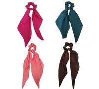 fdsmall Sciarpa per capelli Scrunchies per le donne 4Pcs Raso capelli Scrunchies Fascia elastica per capelli con coda nastro Bande elastiche per capelli morbida coda di cavallo Holder (03)