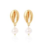 fdsmall Vintage Shell Cowrie Orecchini di goccia Perla Pendola Orecchini Argento Lunga Catena Drop Ear Stud Seashell Estate Beach Orecchini Gioielli per le Donne (10)