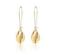fdsmall Vintage Shell Cowrie Orecchini di goccia Perla Pendola Orecchini Argento Lunga Catena Drop Ear Stud Seashell Estate Beach Orecchini Gioielli per le Donne (11)