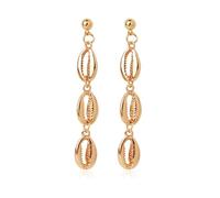 fdsmall Vintage Shell Cowrie Orecchini di goccia Perla Pendola Orecchini Argento Lunga Catena Drop Ear Stud Seashell Estate Beach Orecchini Gioielli per le Donne (07)