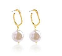 fdsmall Vintage Shell Cowrie Orecchini di goccia Perla Pendola Orecchini Argento Lunga Catena Drop Ear Stud Seashell Estate Beach Orecchini Gioielli per le Donne (16)