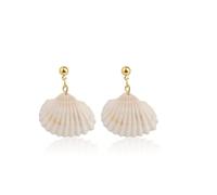 fdsmall Vintage Shell Cowrie Orecchini di goccia Perla Pendola Orecchini Argento Lunga Catena Drop Ear Stud Seashell Estate Beach Orecchini Gioielli per le Donne (14)