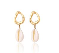 fdsmall Vintage Shell Cowrie Orecchini di goccia Perla Pendola Orecchini Argento Lunga Catena Drop Ear Stud Seashell Estate Beach Orecchini Gioielli per le Donne (09)