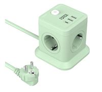 FDTEK Ciabatta Multipresa Cubo, Multipresa Elettrica con 4 Prese AC e 1 USB C + 2 USB A, Multiprese con Interruttore e Protezione da Sovratensioni, Cavo 1,8 m, Adatta per Ufficio e Casa, Verde