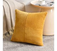 FDTERN Federe Cuscini Giallo-arancio 45x45 per Divano in Velluto a Coste Moderno Morbido Motivo a Croce Decorativa Copricuscini con Cerniera Invisibile per Divano Camera da Letto