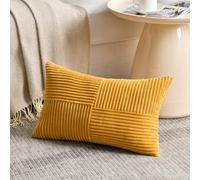 FDTERN Federe Cuscini Giallo-arancio 50x70 per Divano in Velluto a Coste Moderno Morbido Motivo a Croce Decorativa Copricuscini con Cerniera Invisibile per Divano Camera da Letto