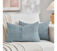 FDTERN Set di 2 Boho Federe de Cuscini per Divano 40x65cm in Velluto a Coste Moderno Morbido Motivo a Croce Decorativa Copricuscini per Divano Camera da Letto, Azzurro Pallido