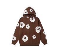 FDTURES 2024 Deni Stampa Coppia alla Moda Autunno E Inverno Schiuma Stampa di Alta qualità in Puro Cotone Looped Felpa con Cappuccio per Lo Sport-color12||S