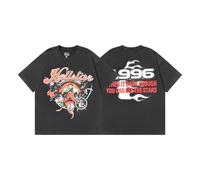 FDTURES 2024 Hellst Primavera/Estate Moda Coppia T-Shirt Lavato Nero Serie Stampata Maniche Corte T-Shirt per Uomini E Donne-color4||S