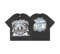 FDTURES 2024 Hellst Primavera/Estate Moda Coppia T-Shirt Lavato Nero Serie Stampata Maniche Corte T-Shirt per Uomini E Donne-color10||S