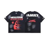 FDTURES 2024 Hellst Primavera/Estate Moda Coppia T-Shirt Lavato Nero Serie Stampata Maniche Corte T-Shirt per Uomini E Donne-color1||S