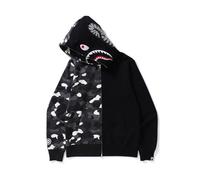 FDTURES 24ss Coppia alla Moda Casual Top BAP Japanese Trendy Brand Shark Head Splicing Night Light Uomo E Donna Felpa con Cappuccio Zip-Color2||L
