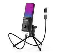 FDUCE Gaming USB Microphone,RGB Condenser Microphone with Tripod,Volume Adjustment and Mute Button Function,Compatible with PC,Laptop,For Gaming,Podcasting,Streaming,YouTube