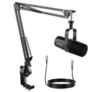 FDUCE SL40X Microfono dinamico XLR per registrazione vocale, podcasting, giochi, streaming, microfono cardioide interamente in metallo, tecnologia di isolamento vocale, nero