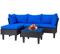 FDW 5 set di mobili da patio esterno divano sezionale sedia in vimini set di conversazione in rattan per patio esterno portico piscina balcone mobili da giardino con tavolino da caffè, cuscino