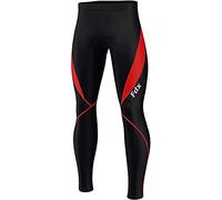 FDX Collant da Ciclismo da Uomo, Imbottitura 3D, Termica, Resistente all'Acqua, Leggero, Tessuto Super Roubaix, Pantaloni da Ciclismo Invernali, Leggings da Altamente Elasticizzati (Nero/Rosso, L)