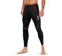 FDX - Pantaloni Super Termici da Uomo, con Strato di Base a Compressione, Leggings Ideali da Indossare per la Corsa Quando Fa Freddo, FDX-251-51, Black/Red, S