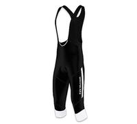 FDX, salopette da uomo per ciclismo con pantaloncini a 3/4, bretelle e inserto imbottito in gel, FDX-R3/4-16-A, Black/White, S