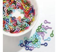 FDzkrtvm Mini Ganci ad Occhiello a Vite, Ganci con Occhiello a Vite in Acciaio Inossidabile Multicolori 8x4mm 10x5mm 100/200 Pezzi Creazione di Gioielli(Random Mix,8x4mm-200pcs)