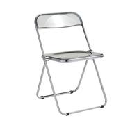 FDzkrtvm Sedia pieghevole in acrilico trasparente, Sedia pieghevole in acrilico impilabile struttura cromata for interni esterni camera da letto multicolore(Grey)