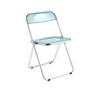 FDzkrtvm Sedia pieghevole in acrilico trasparente, Sedia pieghevole in acrilico impilabile struttura cromata for interni esterni camera da letto multicolore(Light Green)