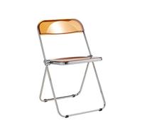 FDzkrtvm Sedia pieghevole in acrilico trasparente, Sedia pieghevole in acrilico impilabile struttura cromata for interni esterni camera da letto multicolore(Brown)